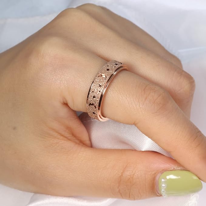 Anxiety Ring for Women Spinner Ring Fidget Ring Fidget Toys Adults Stainless Steel Spinner Rings for Anxiety Fidget Rings for Women Anxiety Fidget Ring Rose Gold rose gold 6