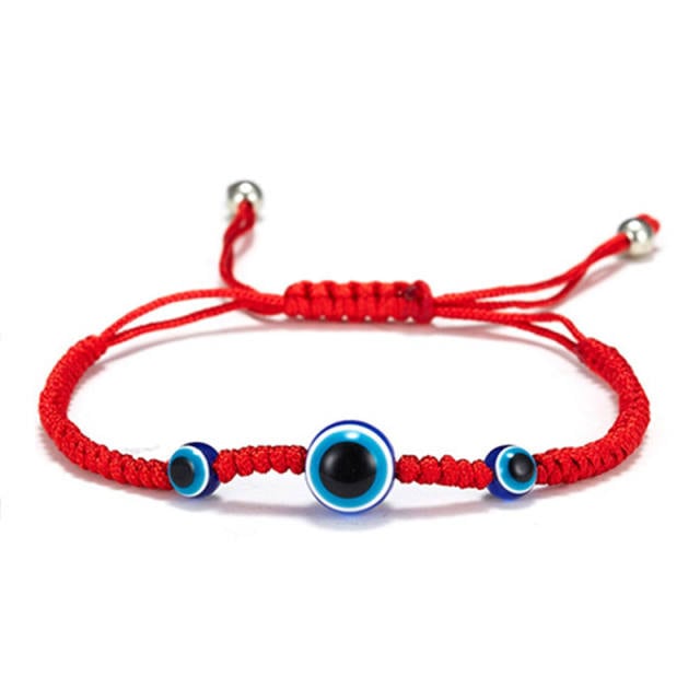 Hand Braided Lucky Red String Charm Bracelet Women Men Blue Evil Eye Round Beads Bracelet Fashion Friendship Jewelry style 1 one size