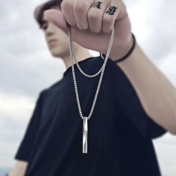 Titanium steel necklace men and women hip hop personality simple long pendant cold wind fashion sweater chain &