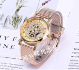 Fashionable hollow mesh belt watch non-mechanical watch men's and women's Watch Gold One Size