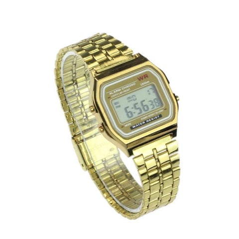 Golden Style Men Business Watch F910 Unisex Wrist Watch Wrist Stainless Steel Band Digital Watch Cool Watch Watch Free Shipping Gold One Size