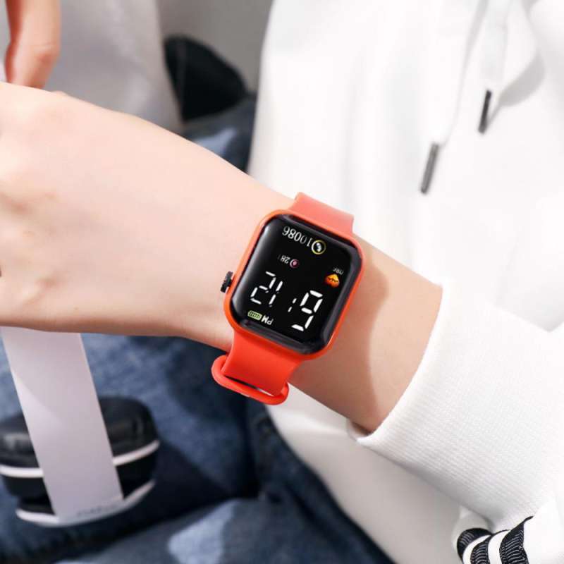 Digital Smart sport watch Women watches digital led electronic wristwatch Bluetooth fitness wristwatch Men kids hours hodinky Red One Size