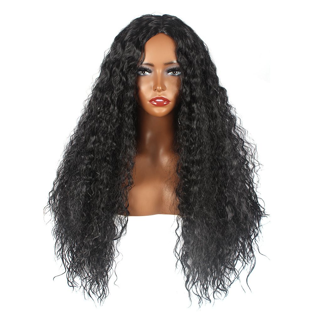 Europe and the United States black in the tube long hair small curly hair new synthetic synthetic fiber female wig