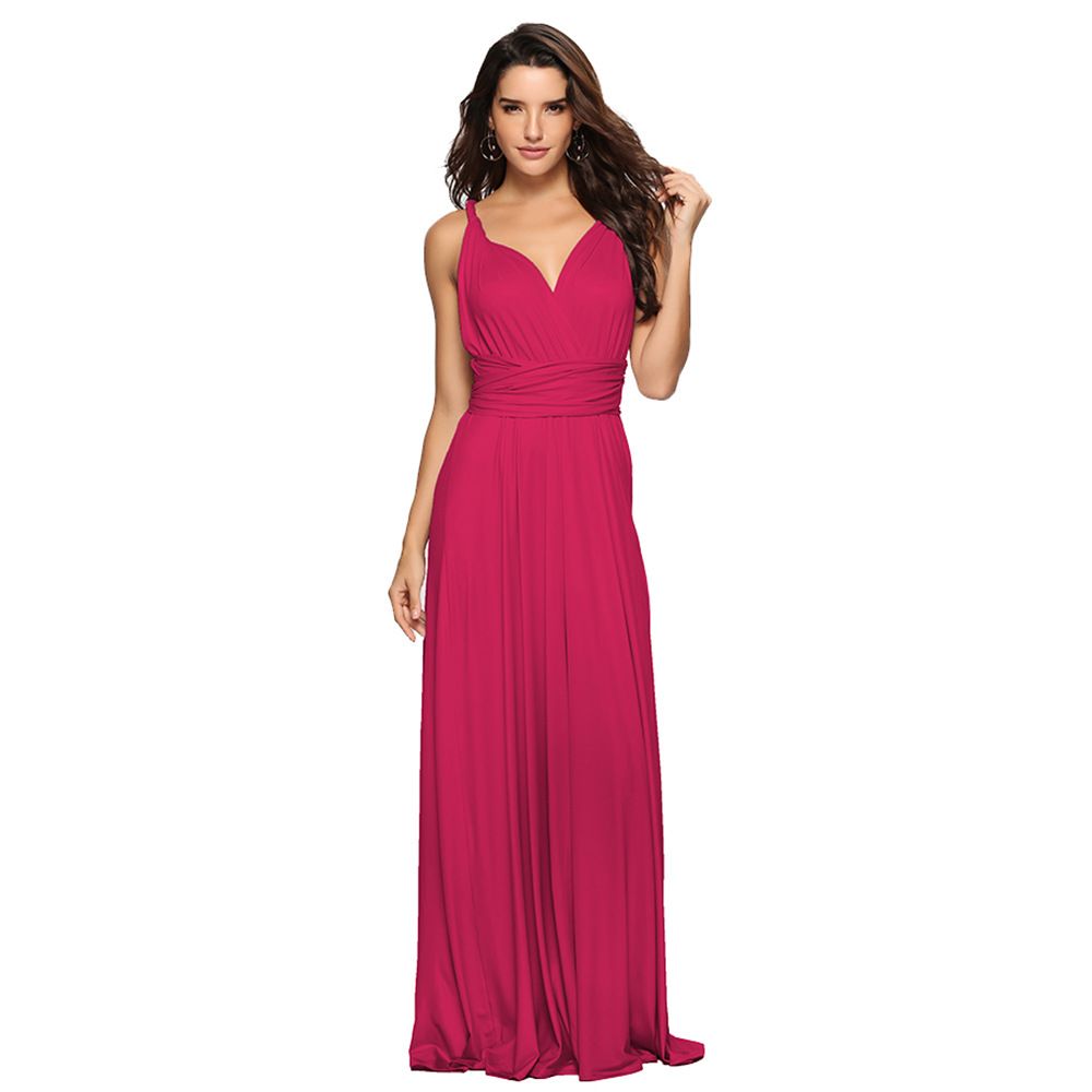Amazon Europe and America's best-selling multi wear method, multi rope cross exposed back sexy bandage dress, long skirt dress Black One size
