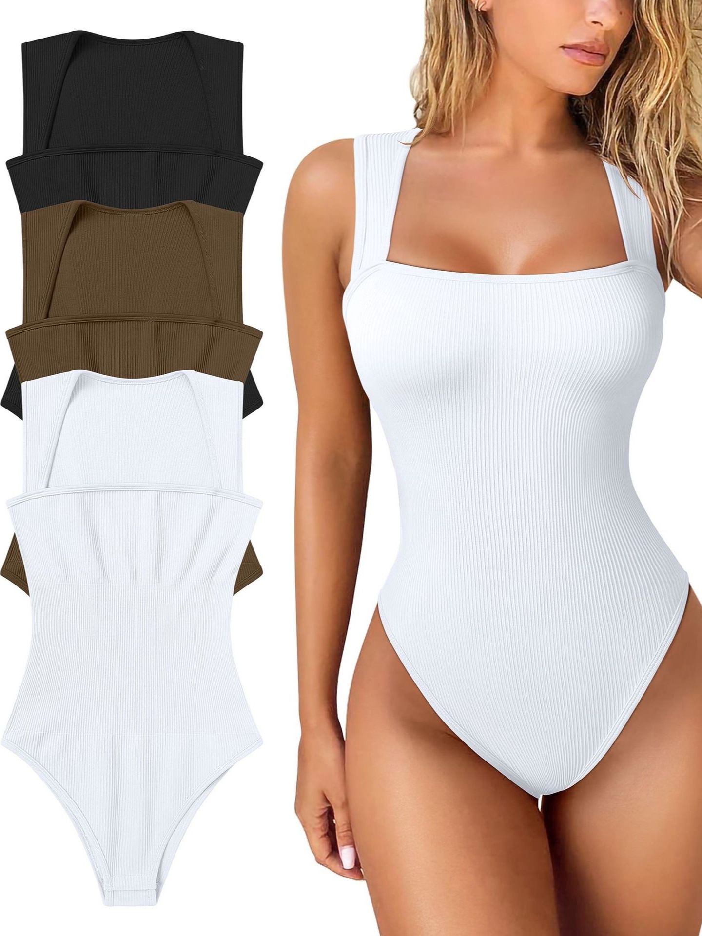 2024 Cross border European and American New Women's Sexy Sleeveless jumpsuit for slimming, high elasticity, abdominal and hip lifting, slim fit jumpsuit white M