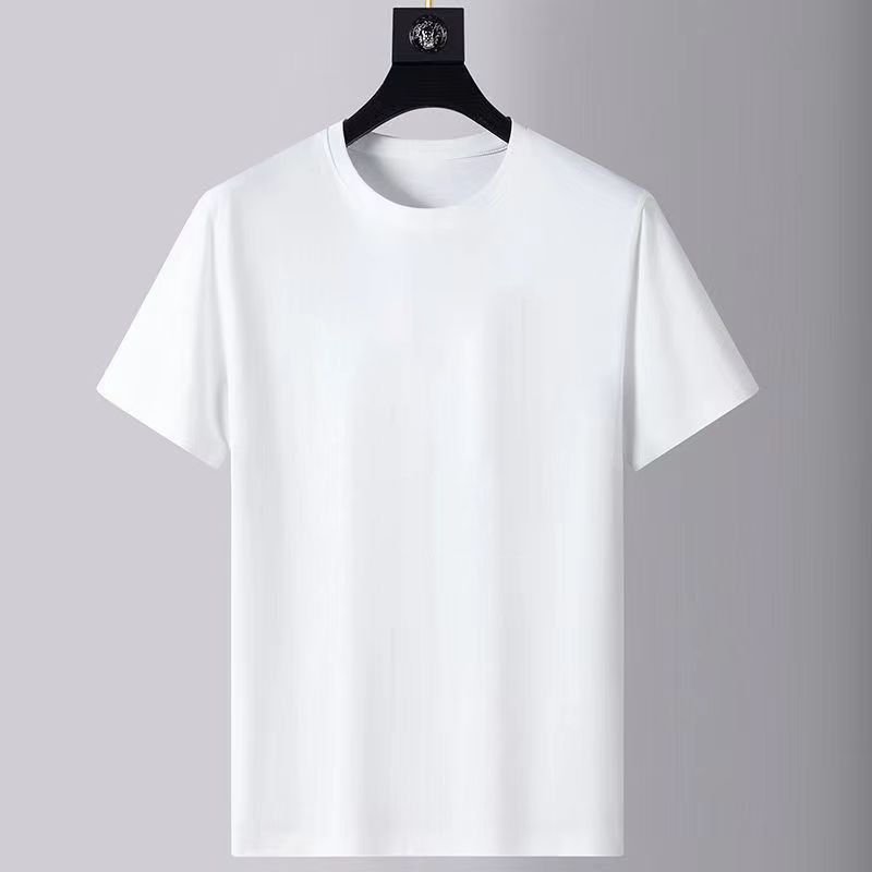 Douyin live broadcast 230g Xinjiang cotton cotton short-sleeved T-shirt round neck white undershirt blank shirt men's and women's fashion brand Black/黑色 S