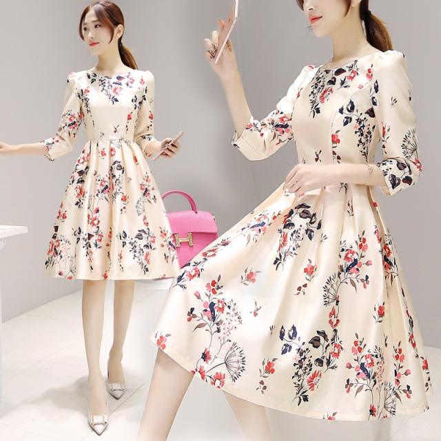 New Women's Sleeve Plus Size Dress Casual Skirt As Picture M