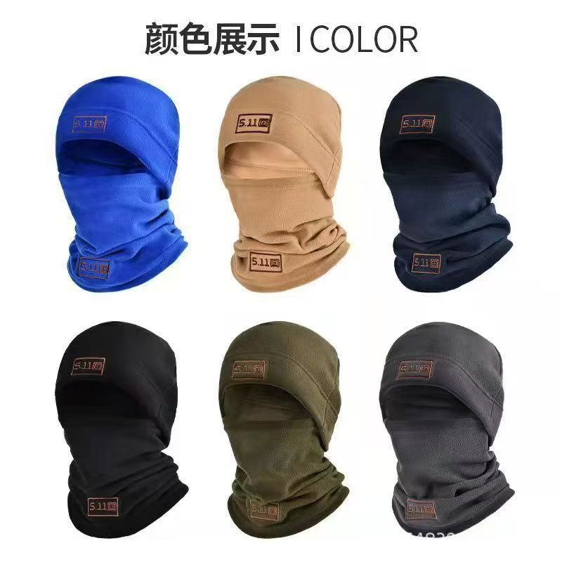 Balaclavas Winter Polar Coral Velvet Balaclava Men'S Face Mask Thermal Hat Thermal Head Tactical Military Sports Scarf Ski Hat Blue 50-60cm