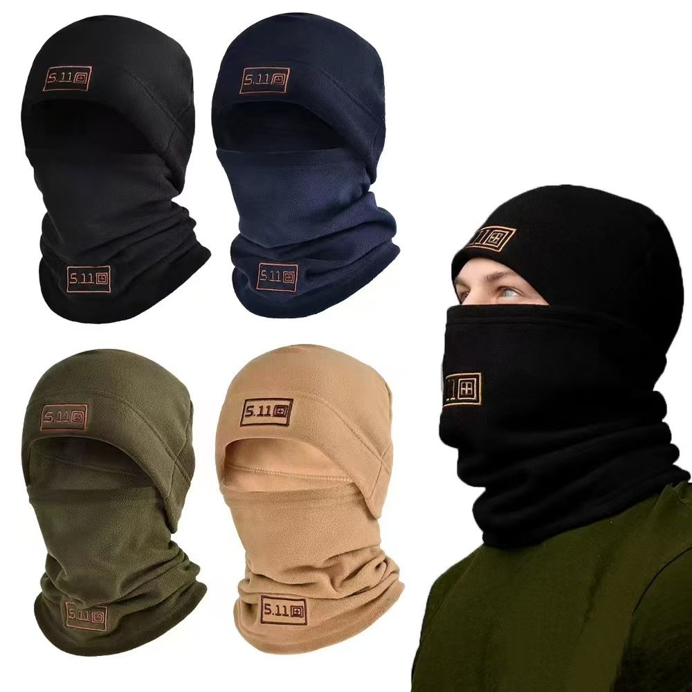 Balaclavas Winter Polar Coral Velvet Balaclava Men'S Face Mask Thermal Hat Thermal Head Tactical Military Sports Scarf Ski Hat Blue 50-60cm