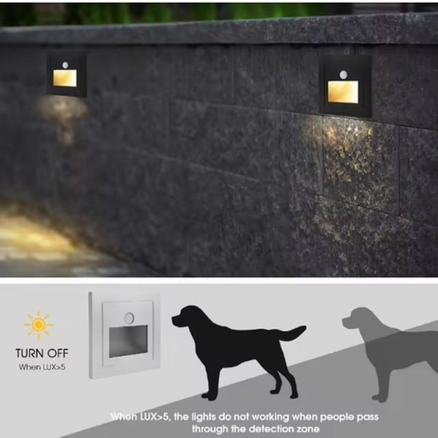 LED Floor Night Light Smart Light PIR Motion Detector Sensor Stair Light Recessed Step Light Ladder Wall Light Kitchen Corridor Gold One Size
