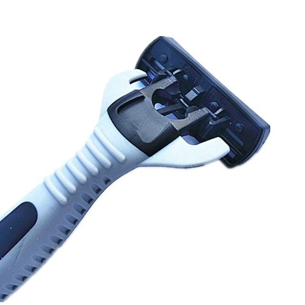 1+4 Combo Set Men Safety Traditional Classic 6 Layers Shaving Hair Blade Razor Manual Stainless Steel Shaving Hair Blade White One knife rest and three knife heads