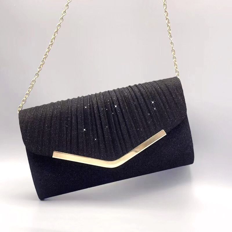 Silver Clutch Bags, Women's Clutches Evening Bags with Detachable Chain, Sequin Bag Envelope Handbags Purses for Women Bridal Prom Party Wedding black One size fits all