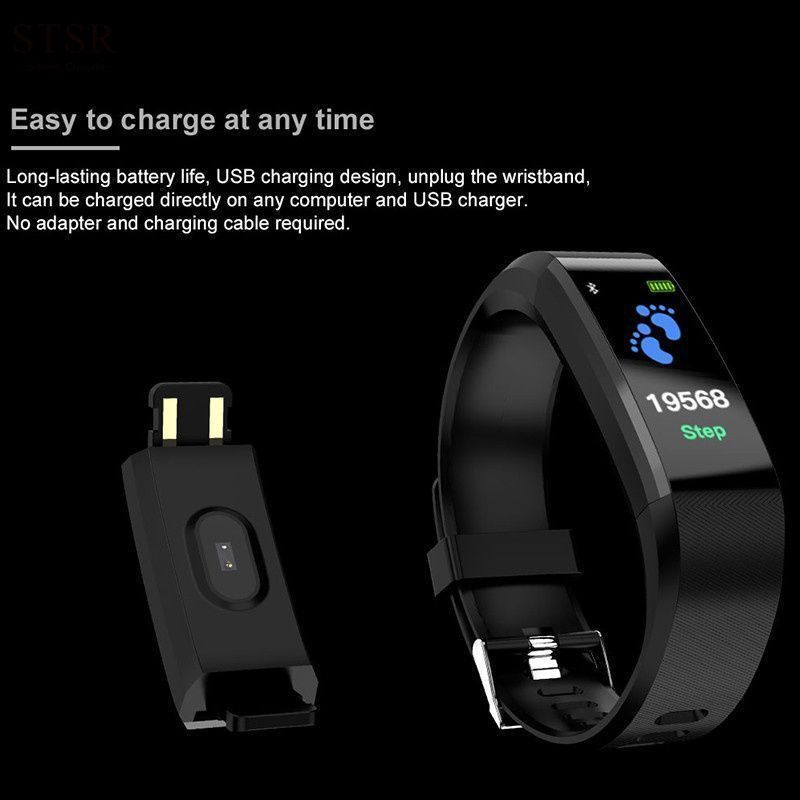 New Smart Watch Sports Bluetooth Bracelet Heart Rate Monitor Fitness Tracker Smart Bracelet black one size