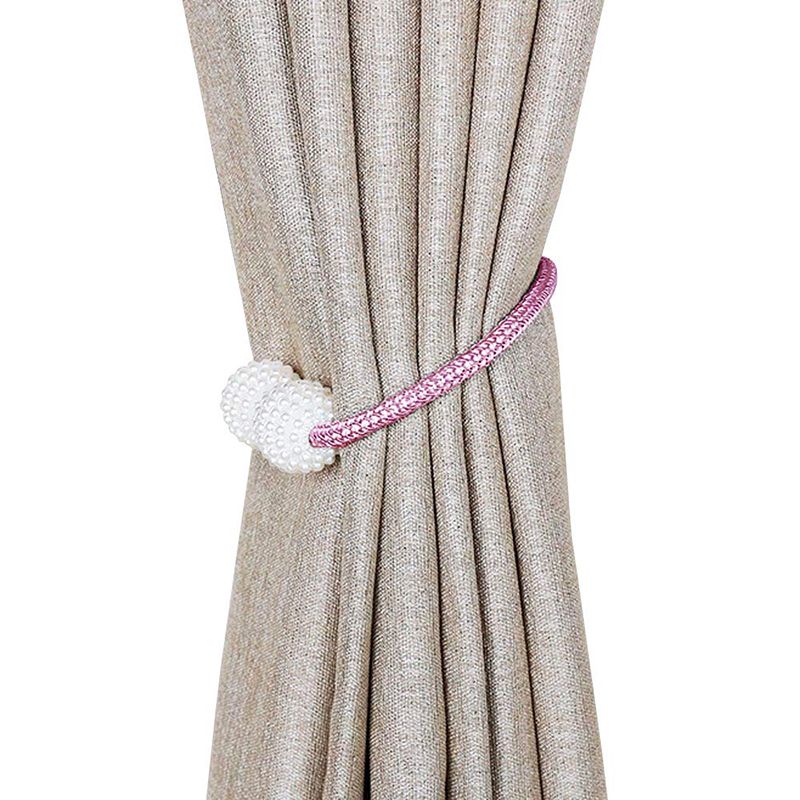 Magnetic Curtain Tiebacks Clips - Window Tie Backs Holders Curtain Buckle Tether Curtain Home Decoration Pearl Magnetic Buckle for Office Decorative Rope Holdbacks Classic Tiebacks Design Gray 1 Pair