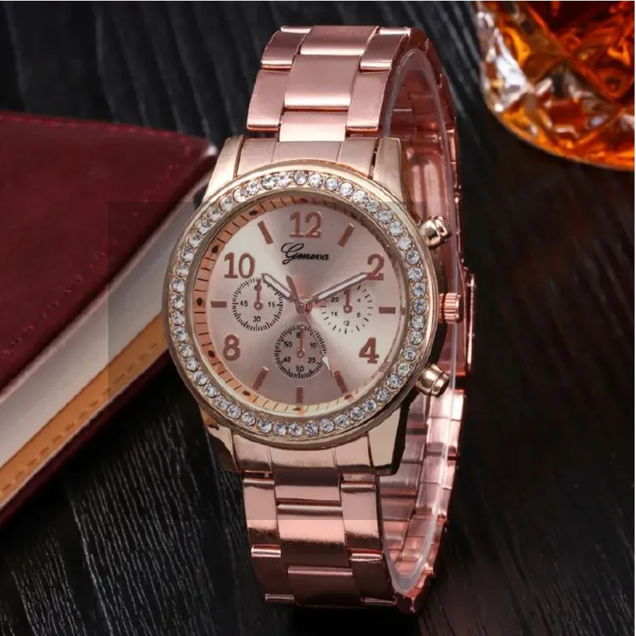 Geneva Women Watches For Lady Wrist Watch Ladies Watches Luxury Quartz Stainless Steel Band Casual Fashion Valentine's Day Gift Gold one size