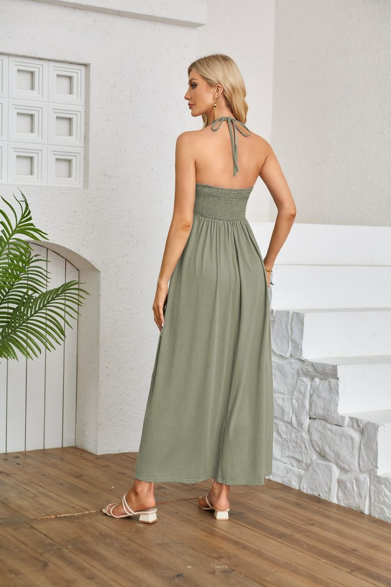 The Drop Women's Kapri Gathered Halter Dress black S