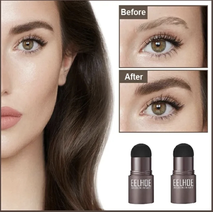 Eye Brow One Step Eyebrow Stamp Shaping Kit Set Gel Stamp Makeup Kit Magic Eyebrow Stencils Eyebrow Brushes Dark Brown One set