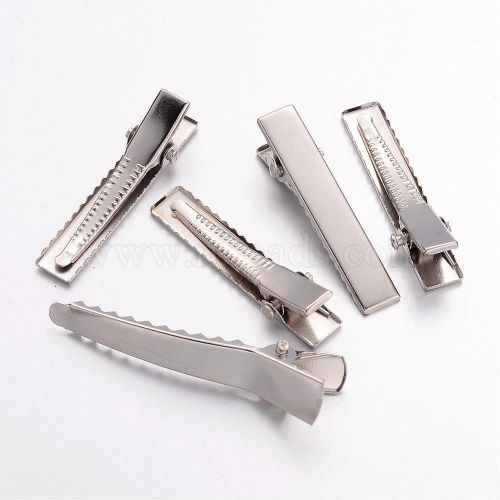 10pcs Metal Alligator Hair Clips Silver one size