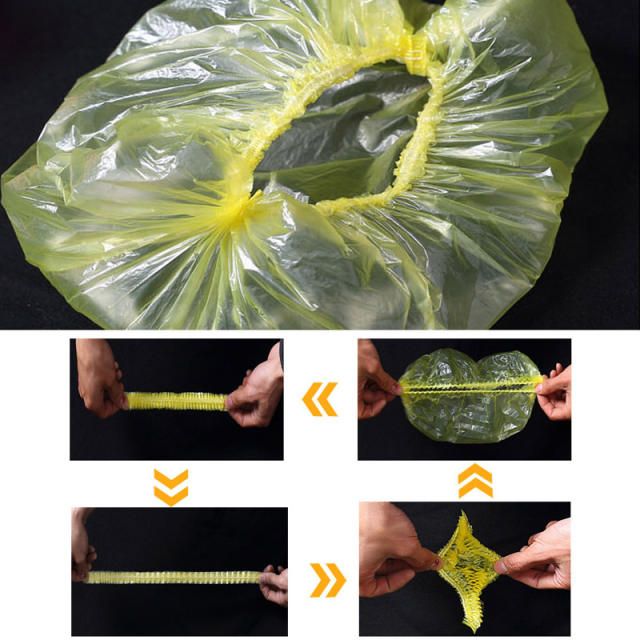 100Pcs Women Men Disposable Elastic Plastic Shower Bath Caps For SPA Hair Salon Waterproof Shower Caps Hats