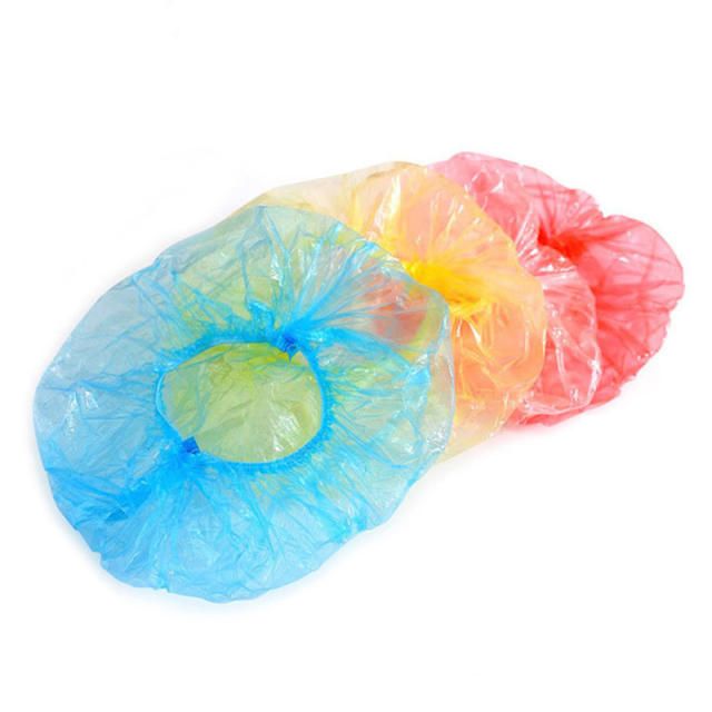 100Pcs Women Men Disposable Elastic Plastic Shower Bath Caps For SPA Hair Salon Waterproof Shower Caps Hats