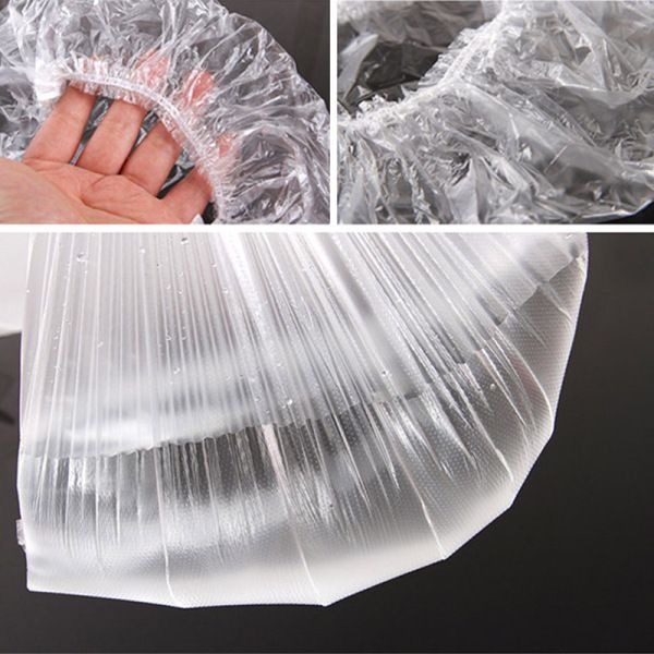 100Pcs Women Men Disposable Elastic Plastic Shower Bath Caps For SPA Hair Salon Waterproof Shower Caps Hats