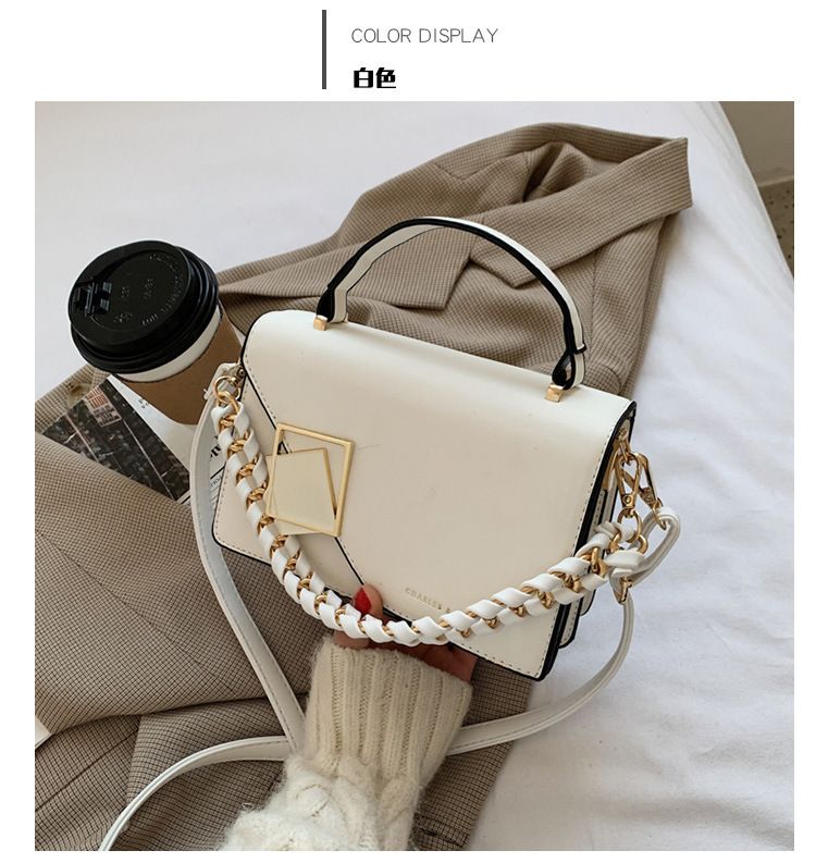 Cross-border foreign trade women's bag 2025 new chain single shoulder crossbody bag fashion hand bag wholesale small square Bags black one size