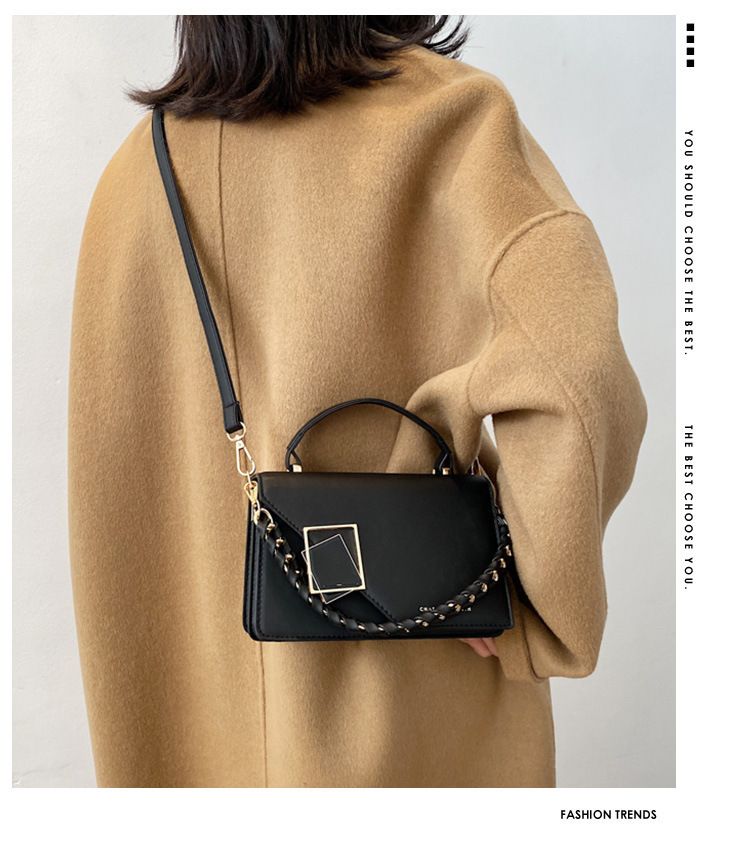 Cross-border foreign trade women's bag 2025 new chain single shoulder crossbody bag fashion hand bag wholesale small square Bags black one size