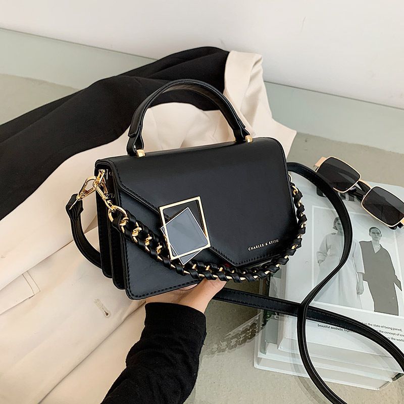 Cross-border foreign trade women's bag 2025 new chain single shoulder crossbody bag fashion hand bag wholesale small square Bags black one size