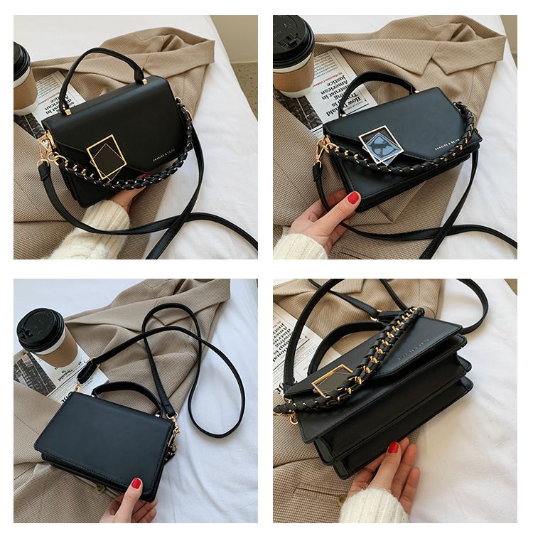 Cross-border foreign trade women's bag 2025 new chain single shoulder crossbody bag fashion hand bag wholesale small square Bags black one size
