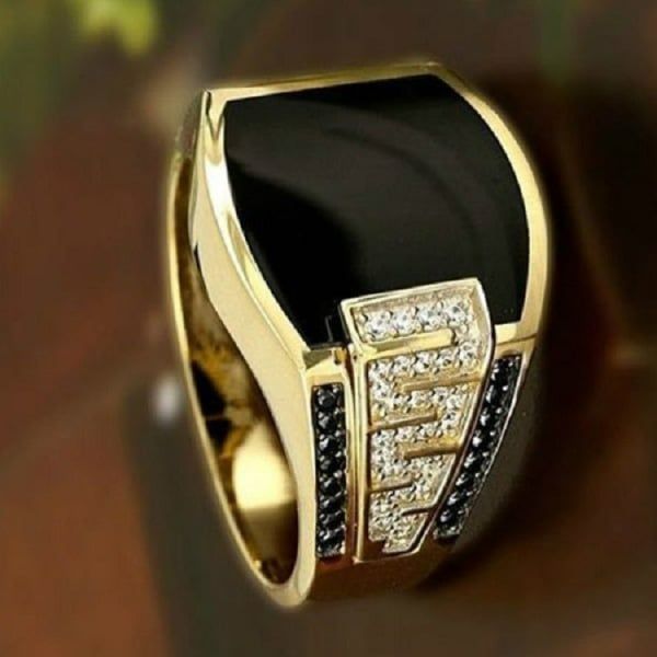Men 'S Ring Vintage Elegant Gold Rings Black Oil Drop Hip hop ring For Engagement Jewelry Wedding Banquet Gift Silver 6