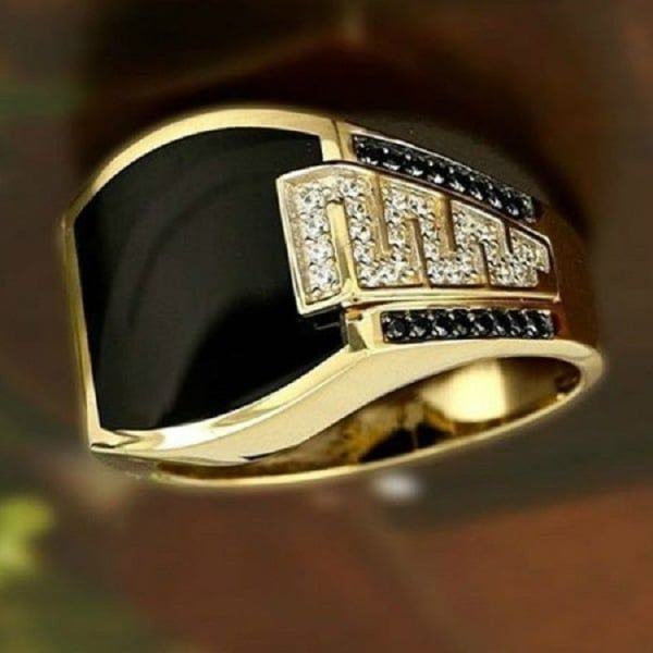 Men 'S Ring Vintage Elegant Gold Rings Black Oil Drop Hip hop ring For Engagement Jewelry Wedding Banquet Gift Silver 6