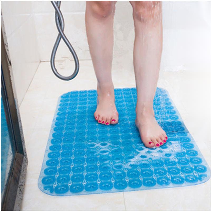 Bathroom Carpet Odorless Non-Toxic Pvc With Suction Cup Massage Non-Slip Mat Plastic Floor Mat Blue 38*70cm