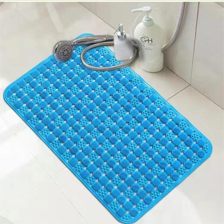 Bathroom Carpet Odorless Non-Toxic Pvc With Suction Cup Massage Non-Slip Mat Plastic Floor Mat Blue 38*70cm