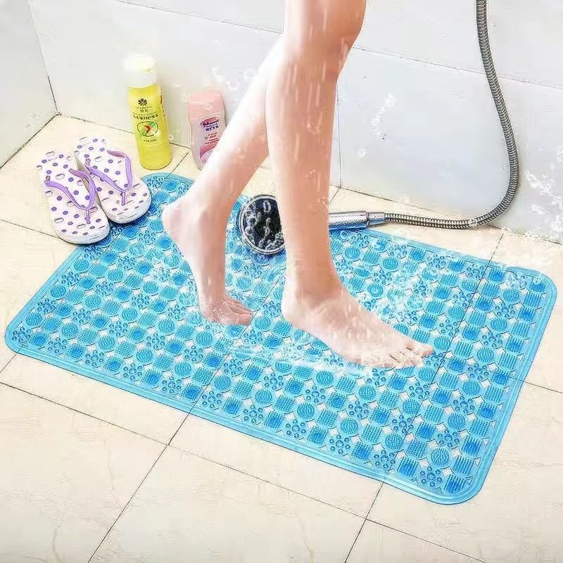 Bathroom Carpet Odorless Non-Toxic Pvc With Suction Cup Massage Non-Slip Mat Plastic Floor Mat Blue 38*70cm