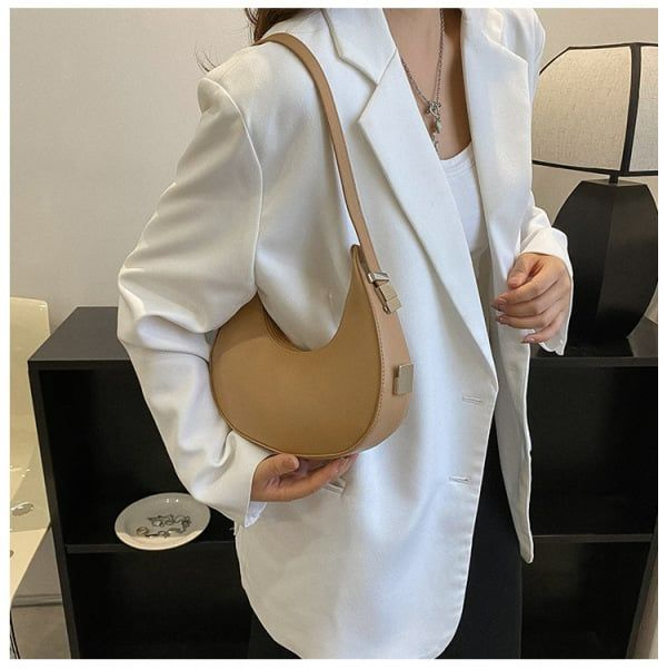 SkyBaby Fashion Luxury Design PU Leather Shoulder Hobo Bag Women Small Clutch Handbag Purse Female Underarm Bag Shopper Totes Khaki one