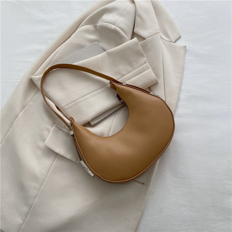 SkyBaby Fashion Luxury Design PU Leather Shoulder Hobo Bag Women Small Clutch Handbag Purse Female Underarm Bag Shopper Totes Khaki one