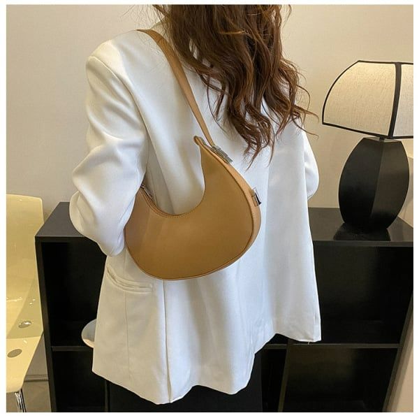 SkyBaby Fashion Luxury Design PU Leather Shoulder Hobo Bag Women Small Clutch Handbag Purse Female Underarm Bag Shopper Totes Khaki one