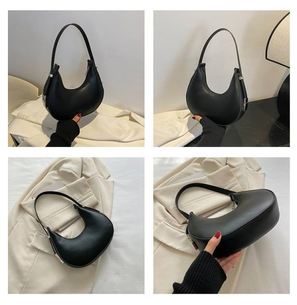 SkyBaby Fashion Luxury Design PU Leather Shoulder Hobo Bag Women Small Clutch Handbag Purse Female Underarm Bag Shopper Totes Khaki one