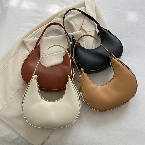 SkyBaby Fashion Luxury Design PU Leather Shoulder Hobo Bag Women Small Clutch Handbag Purse Female Underarm Bag Shopper Totes Khaki one