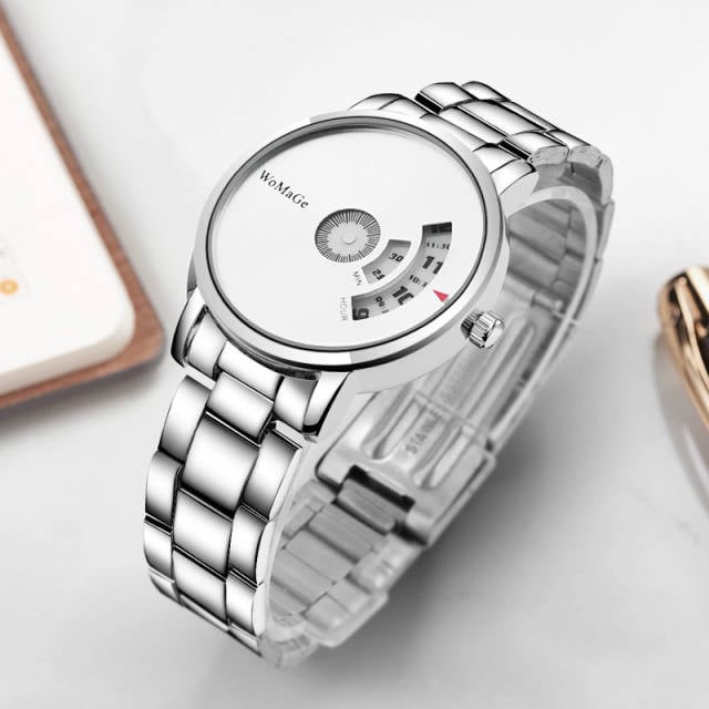 New Hot Sell Brand WoMaGe Wrist Watch Luxury Unique Style Men Quartz Watches Fashion Designer Male Watch White+black One Size