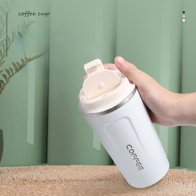 500ml Stainless Steel Coffee Cup Travel Thermal Mug Leak-Proof Thermos Bottle Tea Coffee Mug Vacuum Flask Insulated Cups