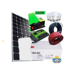 Sunnypex Solar Panel System Fullkit 180w Solar Panel + 100AH Battery + 600w Inverter + 10 Amp Controller + 4 Bulbs