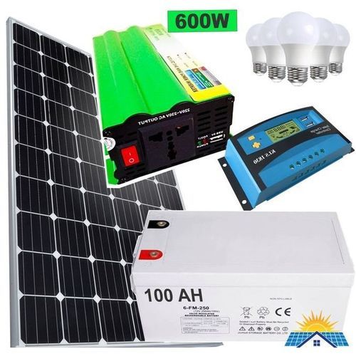 Sunlight Solar Fullkit 150w Solar Panel + 100AH Battery + 600w Inverter + 10 Amp Controller + 4 Bulb