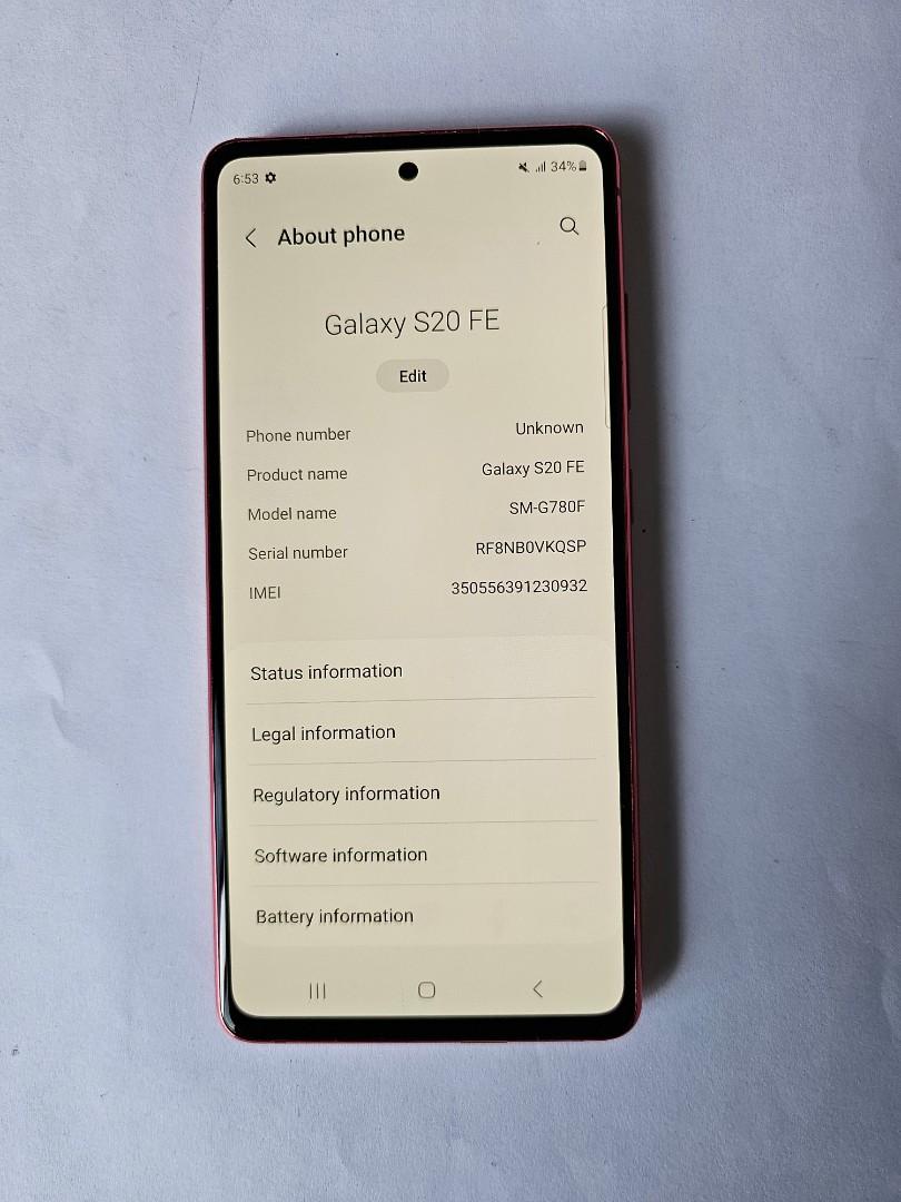 Samsung Galaxy S20 Fe 5G (Fan Edition)