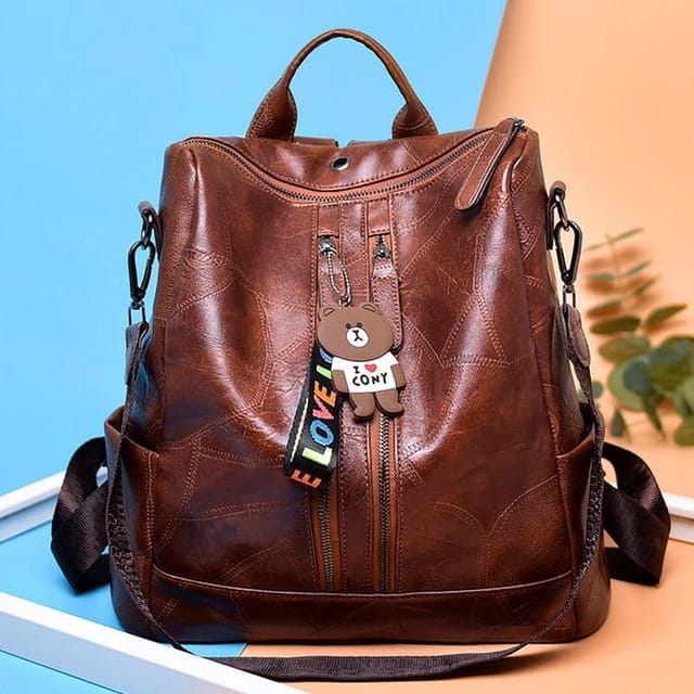 Fashion Monkey Bag Travel backpack with free keyholder GENUINE LEATHER