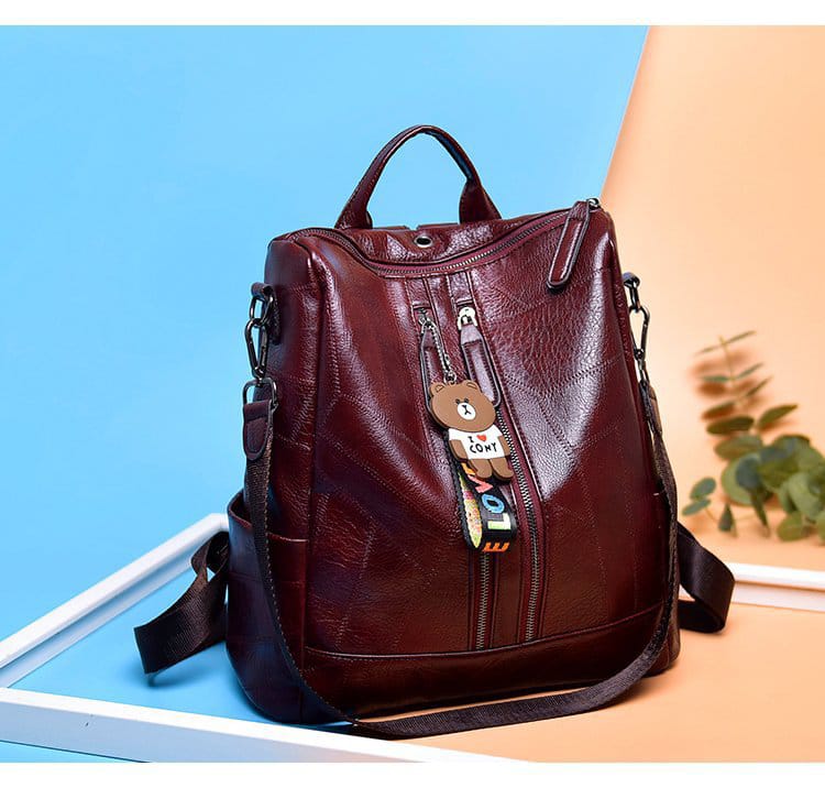 Fashion Monkey Bag Travel backpack with free keyholder GENUINE LEATHER