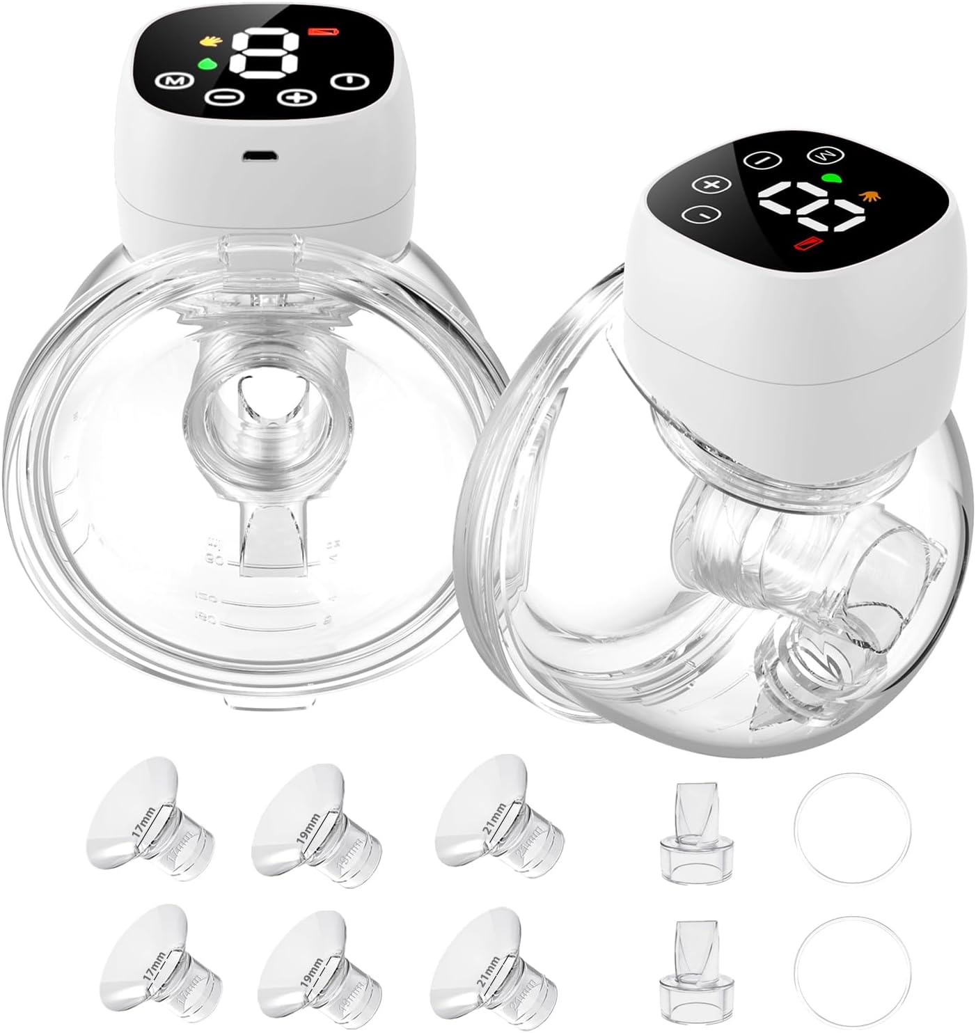 Double Wearable Breast Pump Hands Free of Longer Battery Life & LED Display, Portable Electric Breast Pump with 3 Modes & 9 Levels & Low Noise, 24 mm Flange, ( MY -376)