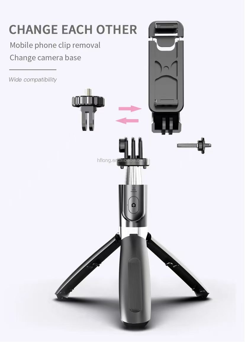 4-in-1 wireless Bluetooth selfie stick tripod foldable tripod monopod mobile phone suitable for Gopro sports camera
