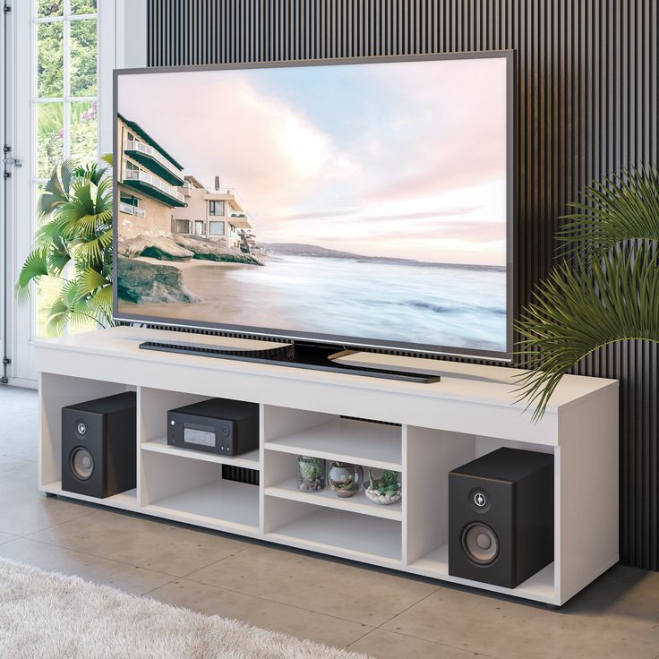 Modern Design Wall Unit Furniture ♦️7 Shelf open storage TV Cabinet♦️Colours :White