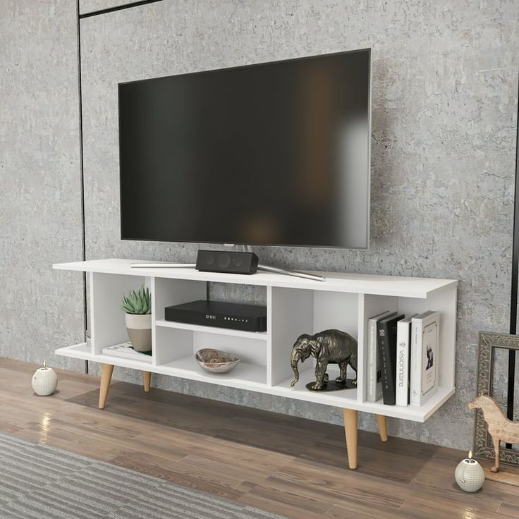 ESSMA WOODS 5FT Tv Stand ♦️wooden Tv stands with cabinets ♦️Size 150x30x56cm ♦️Colours :White